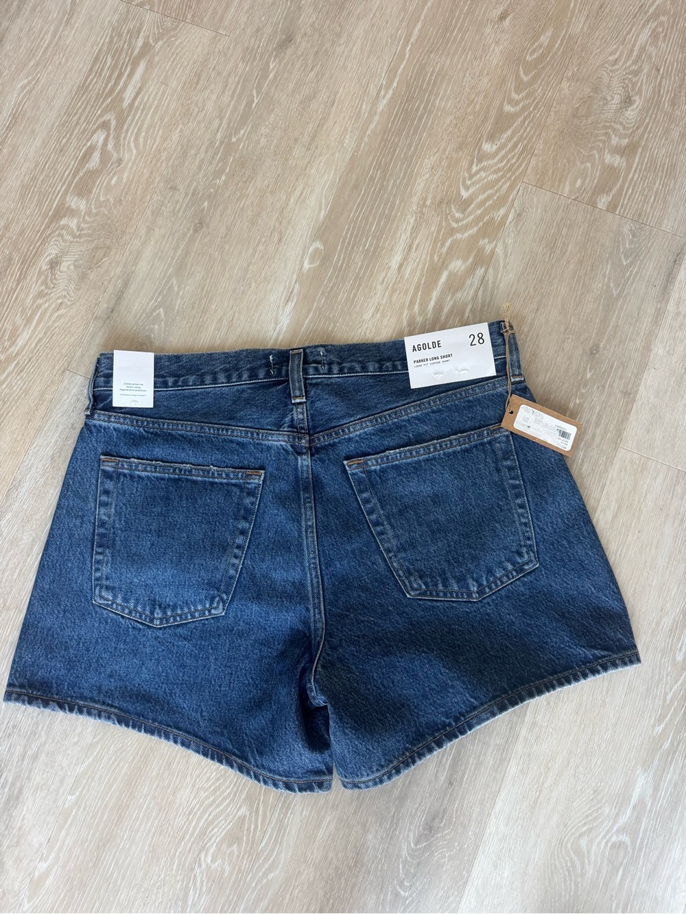 Agolde Parker Long Short Denim in Medium Blue Wash - Picture 3 of 5